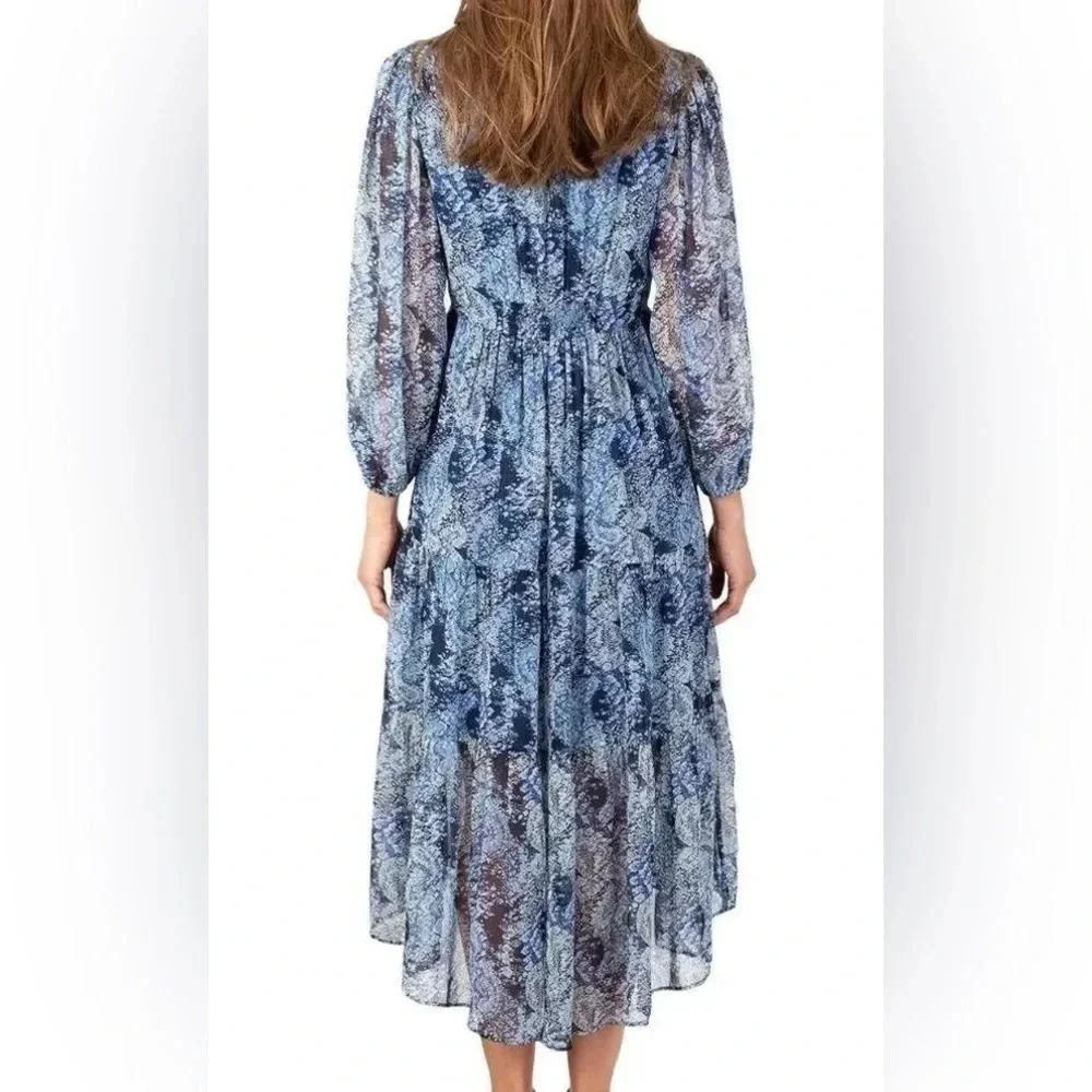 Joie “Limited Edition” Lightweight Chiffon Tiered Maxi Dress Parisian Paisley M - Picture 2 of 6